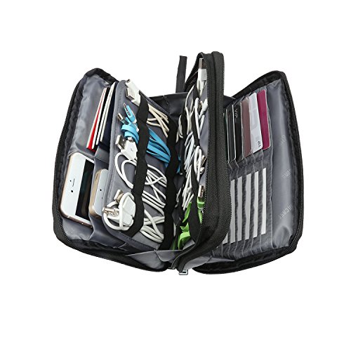 Damero Reisetasche mit Doppelschichte Packwürfel für Kleinkram Packtasche Elektronike Tasche für Ipad Mini (Schwarz) - 7