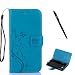 Produktbild Samsung Galaxy Ace 4 Hülle, Samsung Galaxy Ace 4 Schutzhülle, Alfort 3 in 1 Lederhülle Fashion Design Premium PU Leder Hohe Qualität Tasche Case Cover Kasten Abdeckung Wallet für Samsung Galaxy Ace Style LTE SM-G357 4.3" Smartphone Funktion Standfunktion Unterstützte Telefone und Magnetverschluss mit Schmetterling ( Blau ) + Alfort Schwarz Stylus Pen