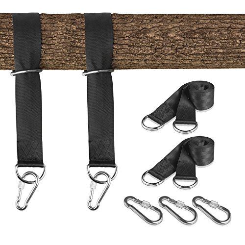 Deyard 2 pcs Correas Cinturón Accesorios 118 Pulgadas con 3 mosquetones de Seguridad y 1 Bolsa de Transporte Negra, Ideal para Columpios/hamacas de neumáticos/Discos, con Capacidad para hasta 500 kg