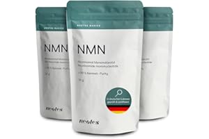 ‎NEOTES NMN Pulver - 3 x 30g Packung | hochreines Nicotinamid Mononukleotid Pulver - Reinheit mehr als 99% ohne Zusatzstoffe - in Deutschland laborgeprüfter Markenrohstoff | neotes