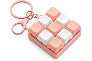 LeGeYo Vitt rosa fidgettangentbordsnyckelring sensorisk anti-stress clicker leksak för ADHS-koncentration