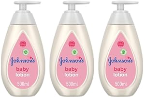 SAESR Johnson's 3-Pack Newborn Essentials Baby Lotion 500ml. Hypoallergenic Baby Stuff Designed for Delicate Skin. Paediatrician and Dermatologist-Tested Baby Essentials for Newborn.