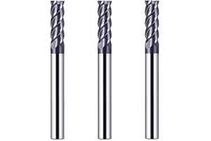 CREEYA 3 Piezas Fresa de metal duro 6mm, 4 dientes/4 Flautas CNC Fresas, HRC 55, Negro AlTiN revestimiento, Fresas Carburo de recta 6mm Para Acero Metal Madera Plásticos (6mm)