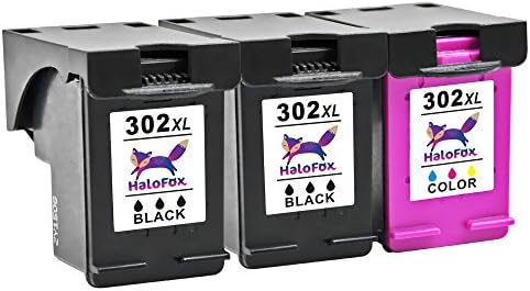 HaloFox 3 Remanufactured Ink Cartridges 302XL High Yield 302 Black Tri-colour Compatible for HP Deskjet 3630 3632 3634 3636 1110 2130 2132 2134 Envy 4520 4522 4523 4524 4527 Officejet 3830 4650 4658