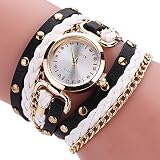 Juliyues Uhren Damen,Fashion Armbanduhr Lederarmband Mädchen Frau Uhr,Casual Analoge Quarz Armbanduhren Armband Watch