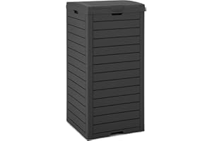 COSTWAY Mülleimer mit Deckel, 118 L, Mülltonne Abfalltonne Garten, mit ausziehbarer Flüssigkeitsschale & Griff, wasserdichter Müllbehälter Outdoor, für Veranda, Hinterhof, Terrasse (1 Pack-Schwarz)