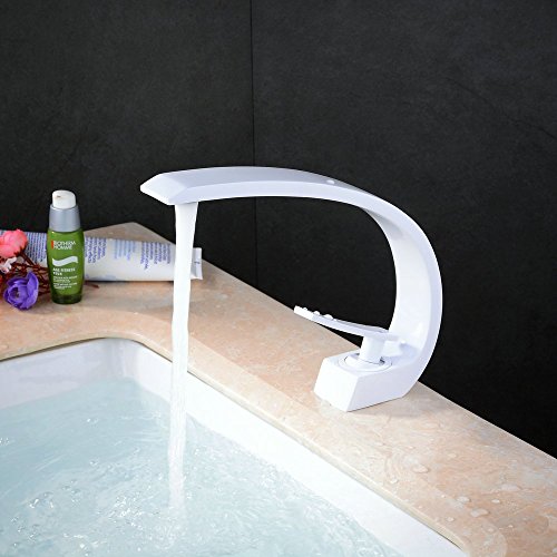 Hiendure® Einhand-Waschtischbatterie Wasserhahn Bad Waschbecken Armatur für Badzimmer,Weiß