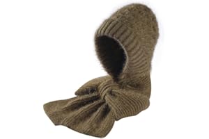 Paffartt Integrated Ear Protection Windproof Cap Scarf Combo Warm Winter Knitting Thick Hats for Women Ear Guard Hat