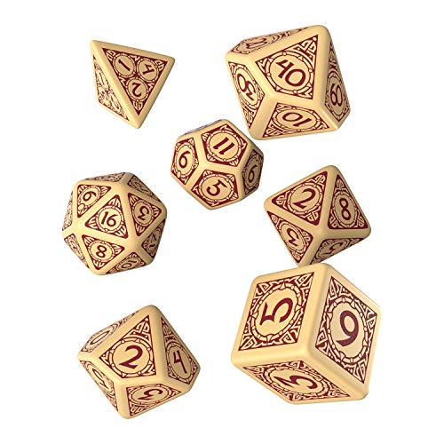 Q Workshop Viking Beige & Burgundy Dice Set (7)
