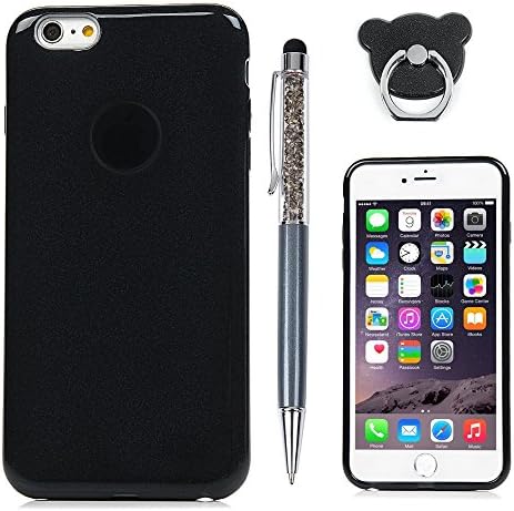 Case for iPhone 6/ 6S Clear 3 in 1 Hybrid PC + TPU Cover Case Removable Glitter Powder Sheet Shockproof Protection Anti-Scratch Shell With Support Ring Stand Phone Case for iPhone 6/ 6S - Black