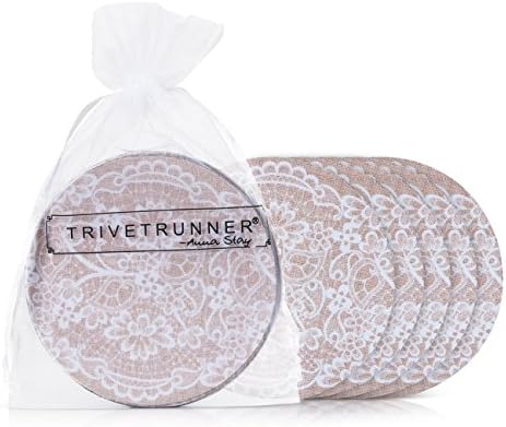 TRIVETRUNNER Coasters Set of 6 - Protect Furniture From Water Marks &amp; Damage - Large 4 inch Size (Jute Burlap)