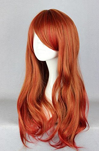 Beauty Smooth Hair Frauen Lang Laenge Weinrot Haar Peruecke mit Voll Pony Cosplay COSL1020 - 2