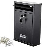 MultiWare Boîte aux Lettres Murale ▏avec Fenêtre et Étiquette d'Adresse ▏Étanche et Verrouillable ▏ Matériel de Fixation Inclus ▏2 clés ▏Noir