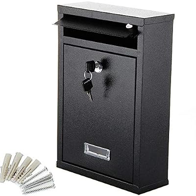 Mutiware MultiWare Boîte aux Lettres Murale ▏avec Fenêtre et Étiquette d'Adresse ▏Étanche et Verrouillable ▏ Matériel de Fixation Inclus ▏2 clés ▏Noir