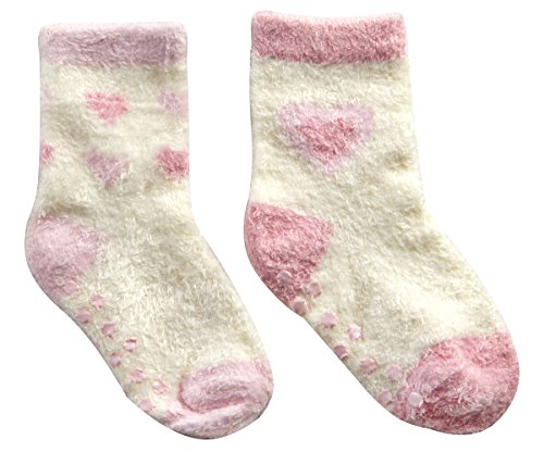TICK TOCK Baby Girls Cosy Socks 2 Pairs Microfibre Super Soft Warm Gripper Dot
