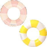 Inflatable Swimming Ring, 2 Pieces Vintage Striped Inflatable Float, Inflatable Water Toy, Float Tube for Summer Pool Party