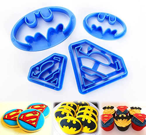 ilauke 4tlg. Keks Fondant Ausstecher Batman Super Hero Ausstechformen Superman Sugarcraft Cake Cookies Toast Cutter Dekoration Modellierwerkzeug Deko Stempel Set - 9