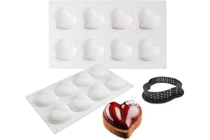 XIAOSHENLU Moule à gâteau en Silicone, moules 3d pour Glace Chocolat Pâtisserie Dessert, Outil croustillant en forme de coeur en Plastique, 8 Trous Forme de tordus coeur