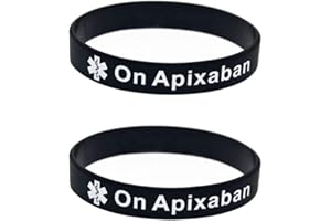 MEDICAL ID ME X2 On Apixaban Medical Alert Wristband Bracelet Blood Thinners Blood Clot Silicone Medical ID PACK OF 2