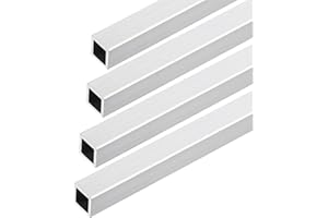 DMiotech 4pz (10mm x 10mm x 1mm) Tubo Quadrato in Alluminio 6063 Lunghezza 300mm Tubazione Metallico per Costruzione di Telaio di Macchinari Progetti Fai Da Te