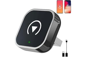 MUSHUI Adaptador CarPlay Inalámbrico, CarPlay Cableado a Inalámbrico Sin Esfuerzo, para Coches con CarPlay, para Apple iOS 10+ & Android Auto, Compacto y Estable Bluetooth Car Play Wireless Adapter