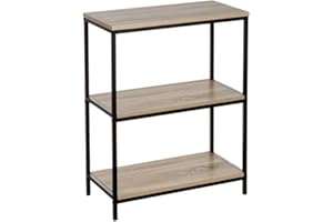 LOLAhome Estantería de Metal Negro con 3 estantes Urban Industrial de 60x76 cm