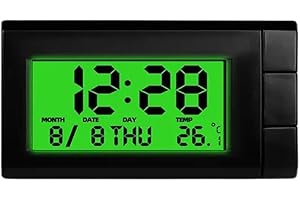 RYGRZJ Horloge numérique pour tableau de bord de voiture, calendrier automobile, vert, 1 pièce