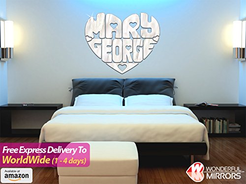 Reflect your love with a Heart-Shaped Mirror Personalized with your Name - Express Delivery to Worldwide via DHL