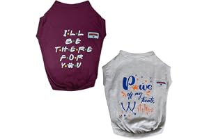FETCHER Grey & Wine Premium Dog Hosiery T-Shirts for Dogs and Cats Small Breeds (Set of 2) (Medium)