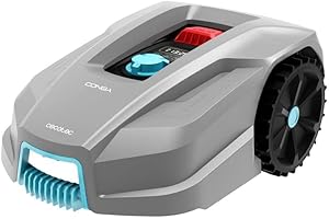 Cecotec Robot Rasaerba Conga Grasshopper 800 Connected. Tagliaerba con App, Motore Brushless, Superfici di 800M2, Pendenza Massima 35%, Regolatore delle Lame di Taglio, Sensore Rilevatore di Pioggia