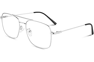 LINVO Fake Glasses Pilot Style Classic Retro Fashion Metal Eyeglasses Non Prescription Clear Lens Glasses for Women Men UV400