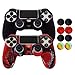 Produktbild Hikfly Anti-Rutsch-besetzte Gummi Öl Silikon Controller Abdeckung mit 8pcs Daumen Griffe Kappen Kit für Sony PS4 / Slim / Pro Controller(Schwarz,Rot Tarnung)