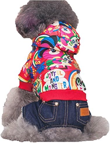 DUOZE Autumn And Winter Tide Card Cool Dog Four Feet Monster Clothes Suit Cowboy Teddy Than Bear,Red-XL