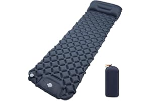 Hitopin Colchoneta autoinflable, ultraligera, resistente al agua con almohada, bomba de pie, colchón inflable engrosado, colchoneta plegable para exteriores, para playa, camping, montañismo