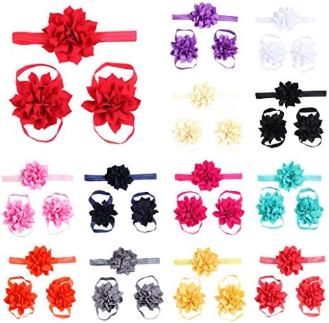 Yasson 3sets/9pcs Baby Headband Toddler Infant Head band Foot Flower Hair Bow Band Accessories Head Piece
