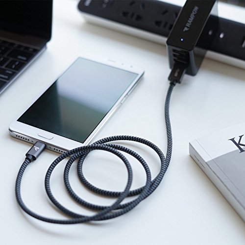 Rampow RAMPOWT01 - C  ble USB Type C    USB 3 0 - C  ble USB C Nylon Tress   en Fibre - Gris Sid  ral 1m 3 3ft  Nouvelle Version 