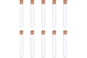 ROWWAIT 10pcs Clear Plastic Test Tubes with Cork Stoppers,Transparent Plastic Test Tubes,Sealing Storage Test Tube for Jewelry Seed Beads Powder Spice Liquid Storage,Lab Use or Decoration(16 * 100mm)