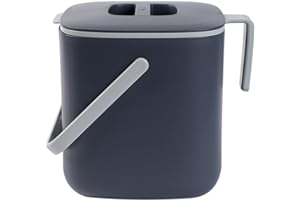‎BLUE GINKGO BLUE GINKGO Biomülleimer Küche – Kompostbehälter Küche mit Deckel, Griffen | Spülmaschinenfest | Hergestellt in Korea (2,6 Liter) – Grau