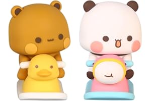 NAVESO Bubu Dudu, 2 Piezas Bubu y Dudu Figuras, Figura de Oso Panda, Decoración de Coche, Decoración Salpicadero Coche, Decoración de Oso Panda para Coche, Oficina, Habitación, Juguete Regalo