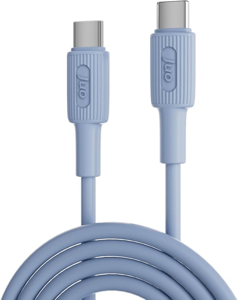 Juo 60W USB Type-C to Type-C Silikon Hızlı Şarj ve Data Kablosu Mavi 1 Metre