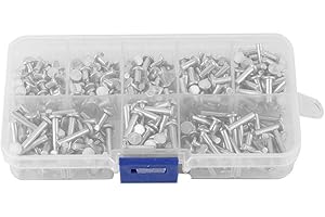 YANMIS 400-teiliger Nietensatz, 400-teiliger Aluminium-Vollniet mit flachem Kopf, M3-Nieten in mehreren Größen, 4/5/6/8/10/12/14/16 mm