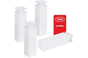 LouMaxx Piedini Regolabili per Mobili Quadrati - Set di 4-40 x 40 x 150 mm, colore bianco, incl.Piastra di Montaggio – Gambe per Mobili – Piedi di alta qualità per Armadi, Cassetti, Scaffali