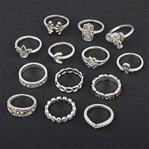 Hsooor Vintage Ring Finger Knuckle Joint Punk Ring Silber Schmuck Set 8PCS - 4