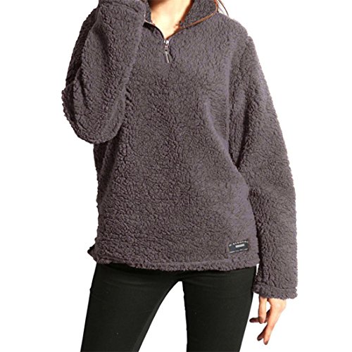 Preisvergleich Produktbild Pullover Damen Btruely Mädchen Reißverschluss Fleece Pullover Winter Herbst Sweatshirt Langärm Outerwear (Dunkel Grau, XXL)