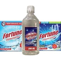 FORTUNE Dishwasher Starter Combo - Dishwasher Detergent 1kg (Pack of 1), Salt 1kg (Pack of 1) & Rinse Aid 500ml (Pack of 1)