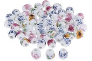 Hellery 50x Ceramic Spacer Beads for Bracelet Jewelry Making