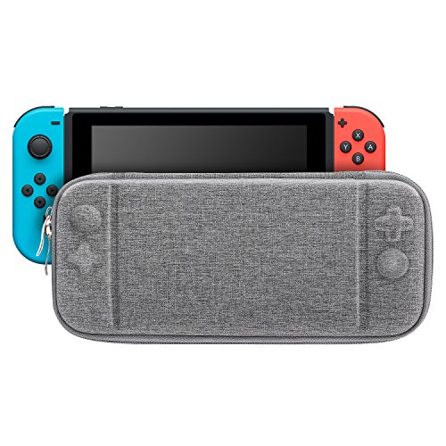 Preisvergleich Produktbild MoKo Nintendo Switch Tasche, Harte Hülle Case Tragbare Harthülle Schlanke Trage-Reisehülle Aufbewahrungstasche Tragetasche mit 10 Spielkassetten für Nintendo Switch Konsole, Grau