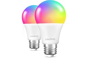 LAXIHUB bombilla inteligente Alexa regulable Led E27 RGB bombilla de luz que cambia de color Wlan smart life multicolor compatible con Alexa, Google, 2PC