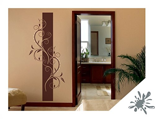 Wandtattoo florales Blumen Ranken Wandbanner Alyna mit SWAROVSKI Strass Wohnzimmer Schlafzimmer (ban31 grau) 120 x 50 cm mit Farb- u. Größenauswahl