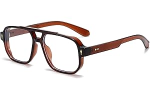 LJCZKA Square Blue Light Blocking Glasses for Women Men 70s Pilot Square Frame Oversized Computer Gaming Eyeglasses Anti Eyestrain Clear Lens